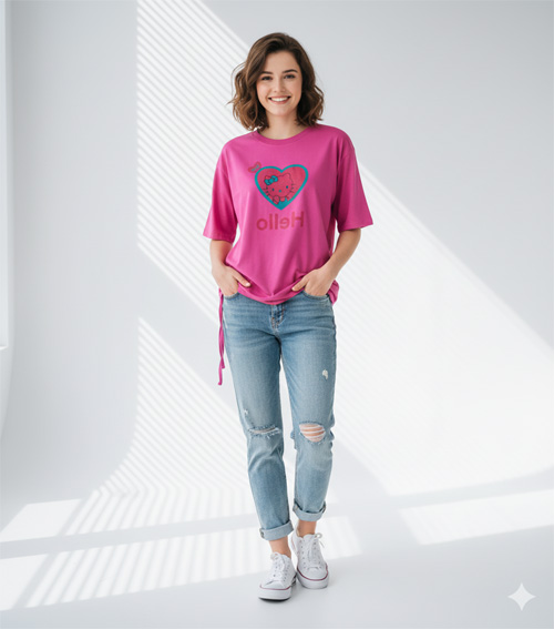 Ladies Drop Shoulder T- Shirt Premium Quality