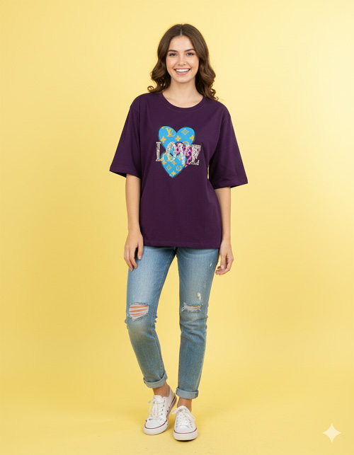 Ladies Drop Shoulder T- Shirt Premium Quality