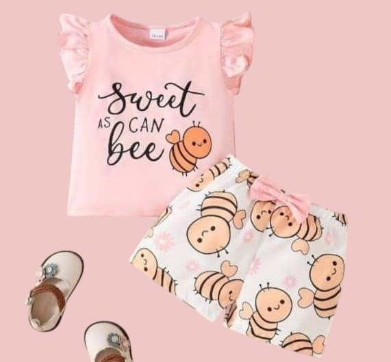 Baby Kids Girls/Boy T-Shirt Set-Girls pink-2